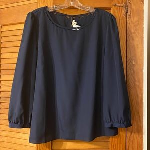 J. Crew Navy 3/4 Sleeve with Scalloped Neckline